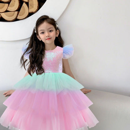Girls Fashion Temperament Umbrella Princess Dress