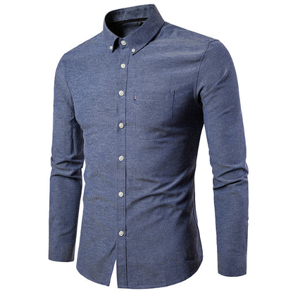NAVY BLUE  New All Season Plus Size Oxford Shirt Men's long sleeve Shirt
