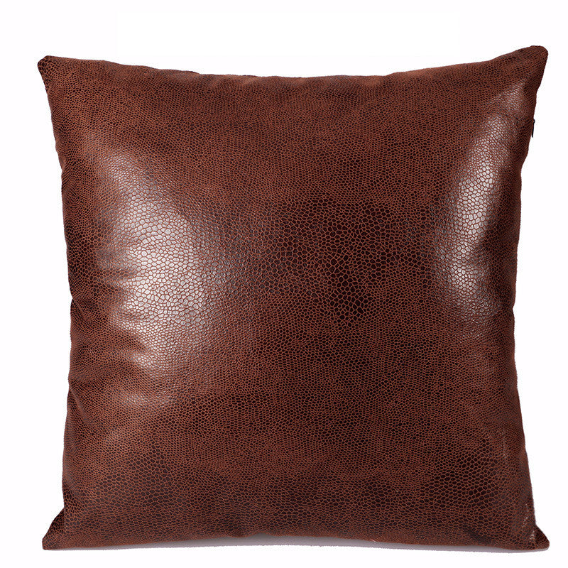 Retro Leather Sofa Pillowcase Cover With Gilded Backrest Cushion