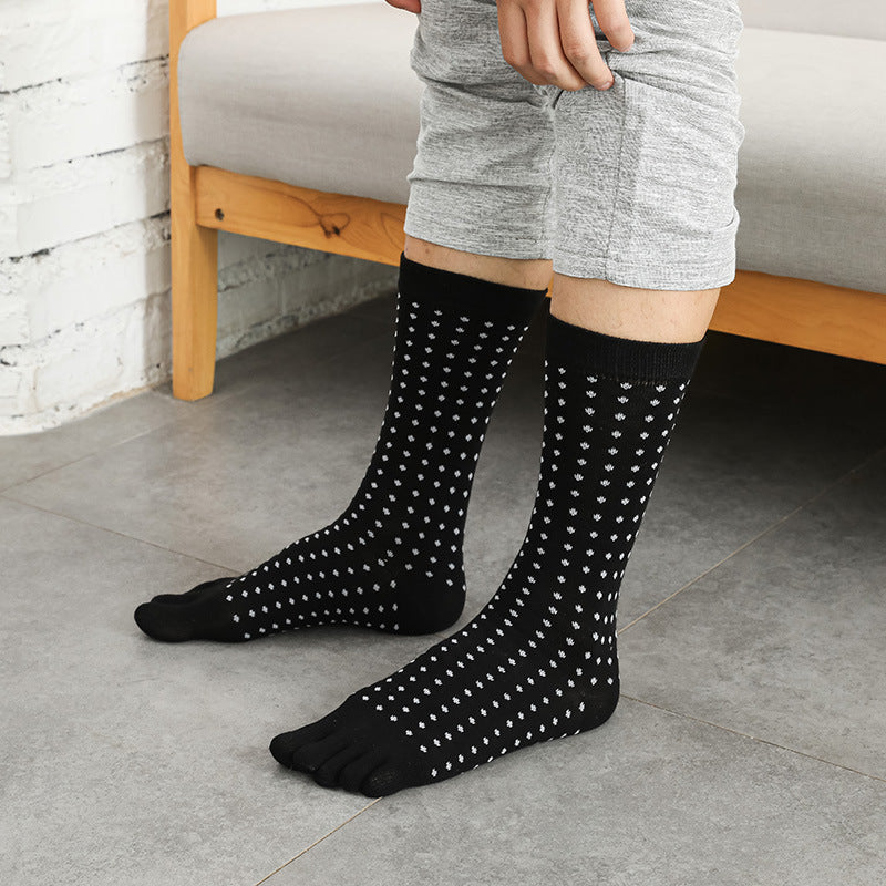Men's Business High Toe Diamond-shaped Small Dot Vertical Bar Solid Color Socks