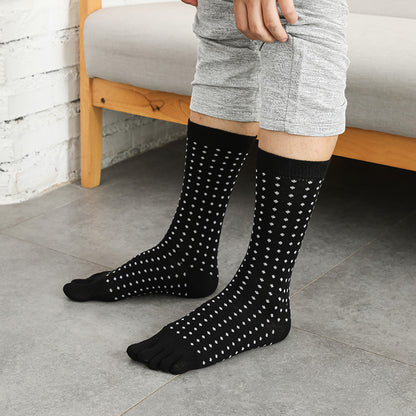 Men's Business High Toe Diamond-shaped Small Dot Vertical Bar Solid Color Socks