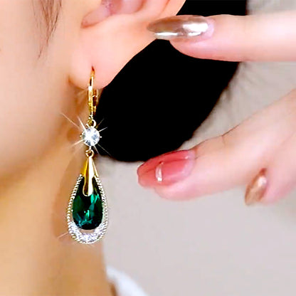 High-grade Purple Crystal Earrings Drop-shaped Design