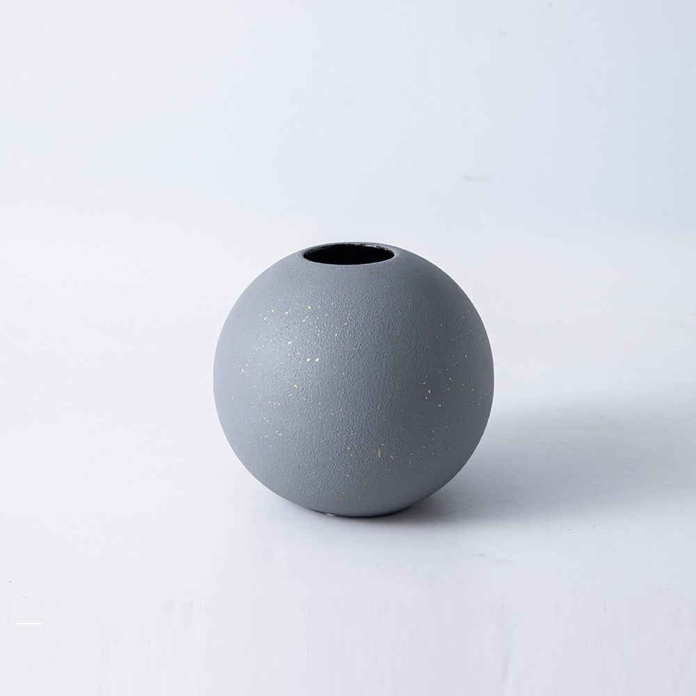 Simple Black And White Round Ceramic Vase Light Luxury Decoration
