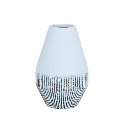 Ceramic Vase White Simple Striped Handicraft Decoration Home Living Room Desktop