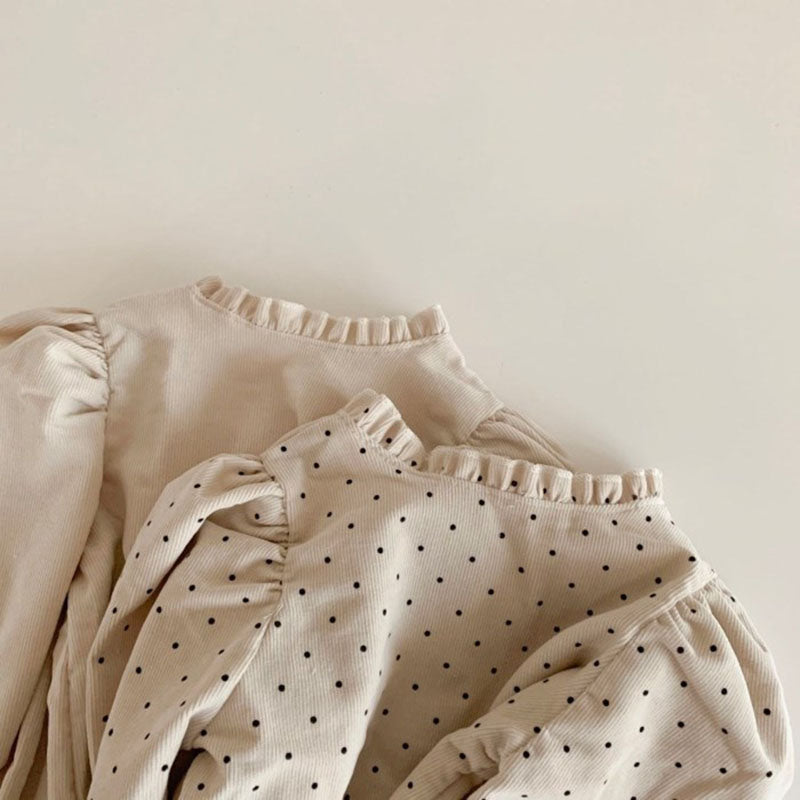 Folded Lace Collar Cotton Shirt Girl Baby