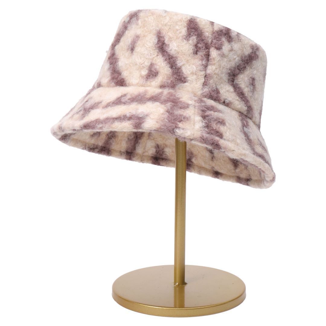Cashmere Loop Tie Dyed Autumn And Winter New Plaid Face Small Warm Woolen Basin Hat