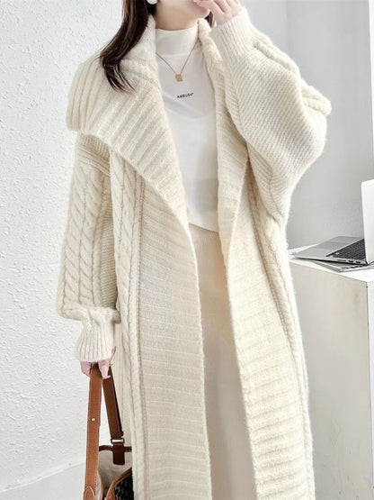 Long Knitted Cardigan Coat Women's Plus Size