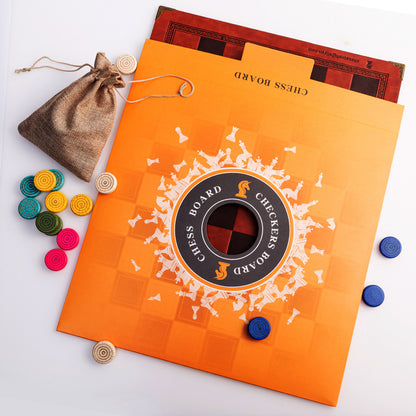 Stone Checkers Board Game With Leather