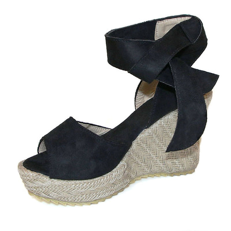 Wedge Heel Foreign Trade Plus Size Fashion Lace-up Women's Shoes Sandals