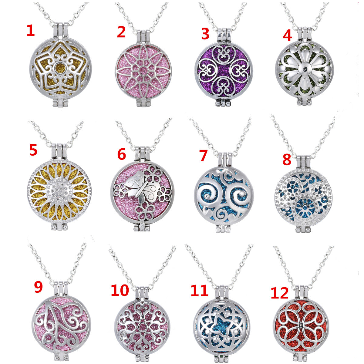 Exquisite Hollow Aromatherapy Necklace Essential Oil Diffuser Openable Photo Box Pendant