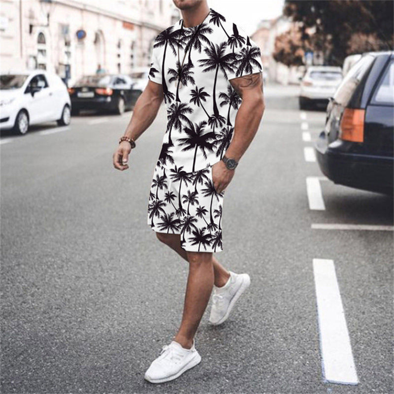 Digital Color Printed Casual Men's Short T Beach Pants Suit Summer Loose Shorts