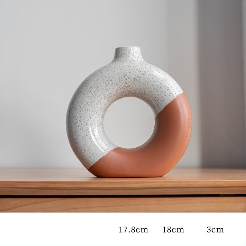 Laterite Half Glazed Round Ceramic Vase Office Desktop Soft Board Room Window