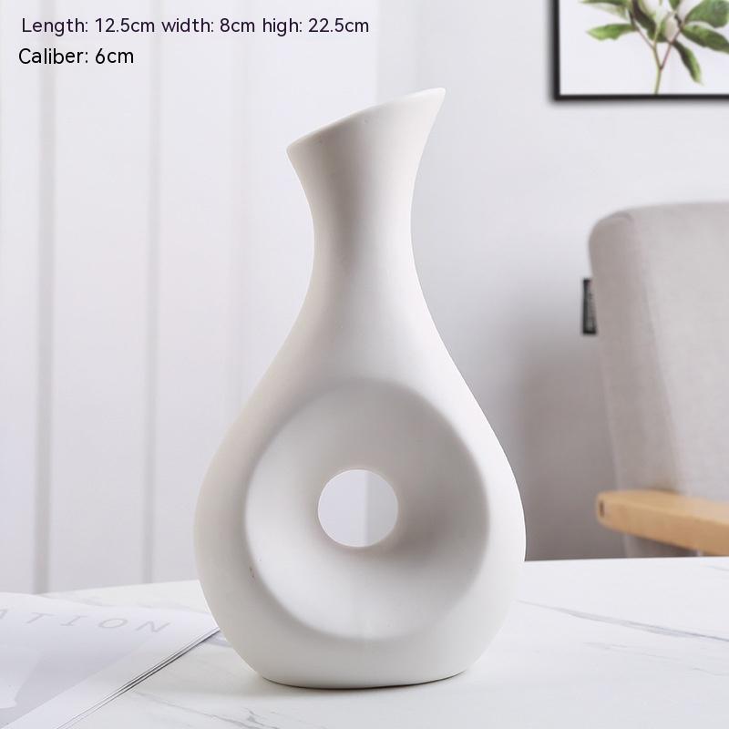 Home Decoration Ceramic Vase Dried Flower Arrangement Vase Starry Sky Minimalist Creative Decoration White Living Room
