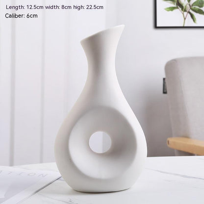 Home Decoration Ceramic Vase Dried Flower Arrangement Vase Starry Sky Minimalist Creative Decoration White Living Room
