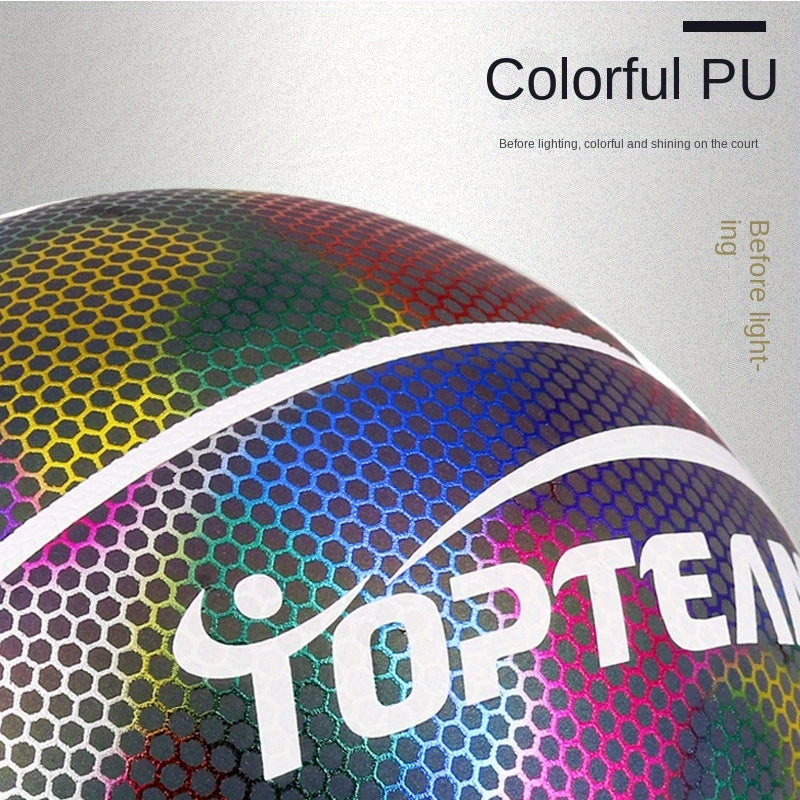 Net Popular Holographic Luminous Reflective Basketball Pu Wear-resistant Creative Fluorescent Basketball No. 7