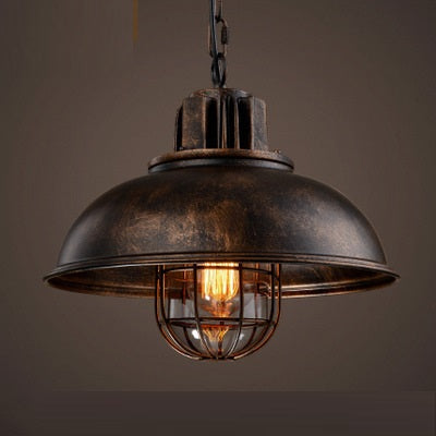 Retro Restaurant Restaurant Dining Table Single-head Iron Pot Cover Lampshade Chandelier