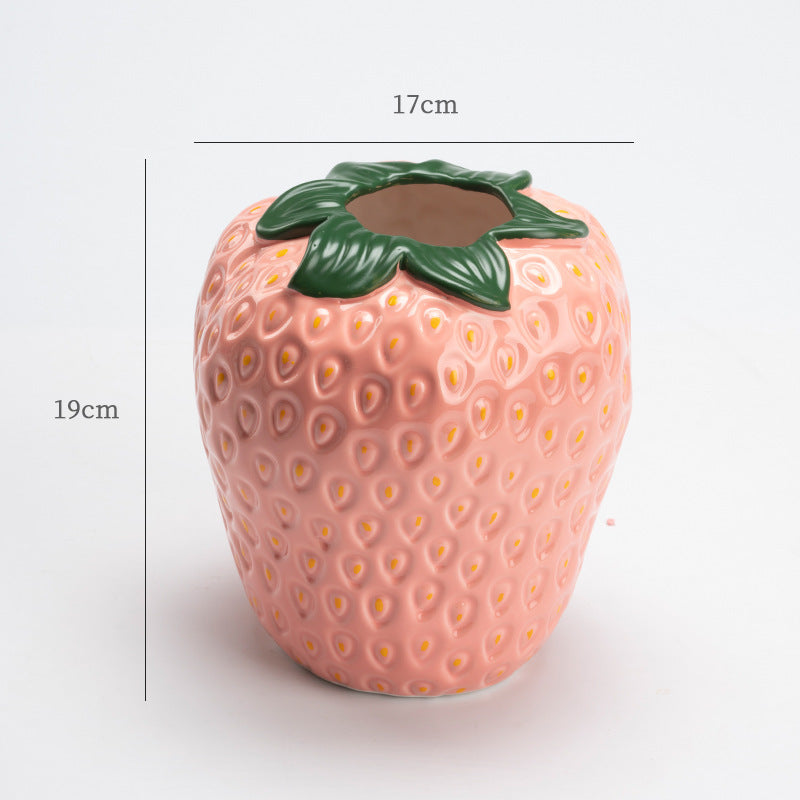 Good-looking Light Luxury Decoration Living Room Flower Arrangement Modern Strawberry Vase Ceramic