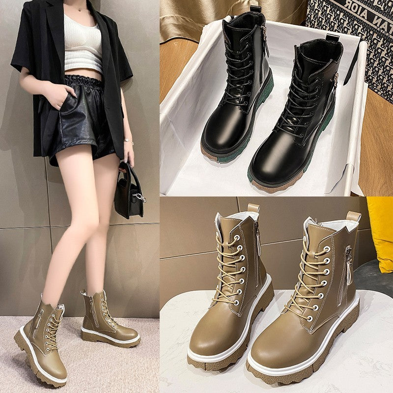 Martin Boots Female British Style New Fashion Thick-soled Short Tube