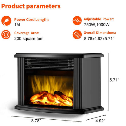European Style Electric Fireplace Heater LED Flame Effect Stove  With Remote Control