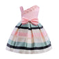 Pearl European And American Little Girl Princess Dress Temperament Striped Dress Children's Clothing