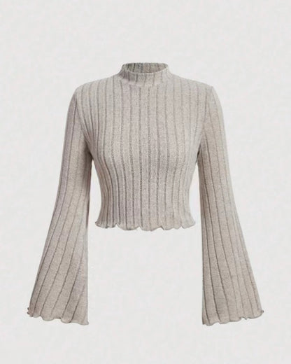 Printed Sexy Lace Thick Long Sleeved T-shirt Knitted Sweater