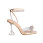 Transparent High Heel Sandals Stiletto Rhinestone Bow Shoes Party Shoes Women - FLIPSTYLEZLLC