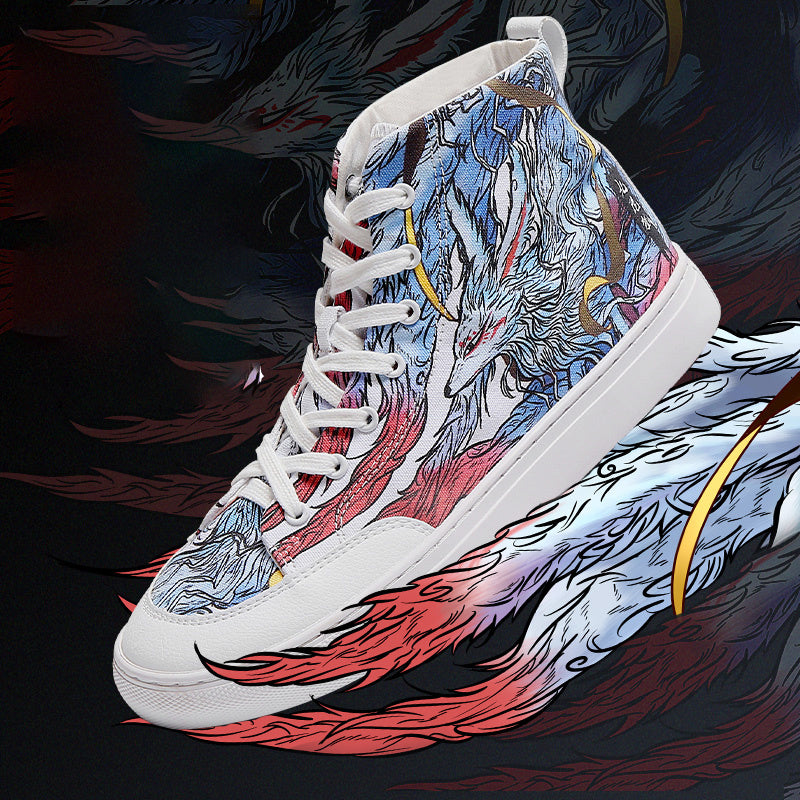 New Street Men's graffiti Wolf casual shoes