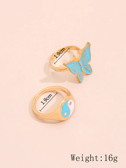 Personalized Colorful Butterfly Gossip New Combination Ladies Ring