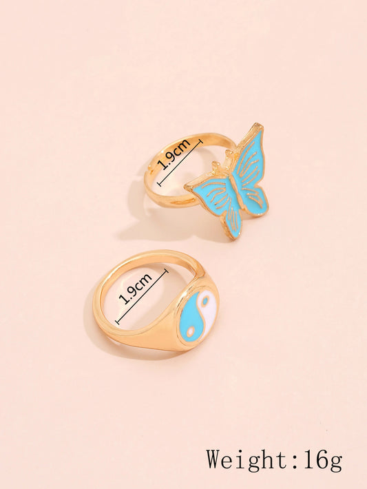 Personalized Colorful Butterfly Gossip New Combination Ladies Ring