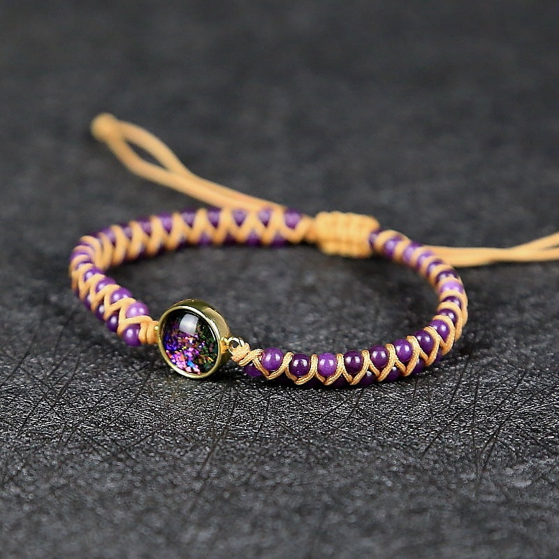 Starry Universe Purple Natural Stone Woven Yoga Bracelet