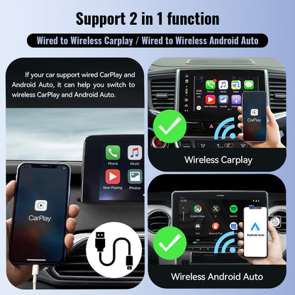 Carplay Smart Box 2-in-1 Upgrade Wireless Carplay Wireless Android Auto Mini-Portable