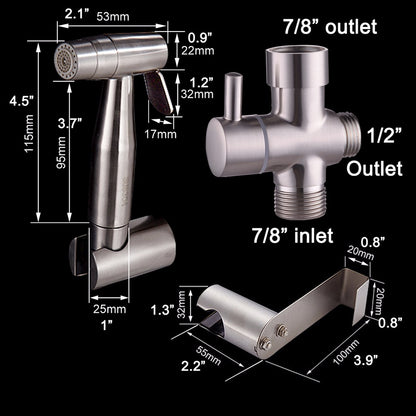 Free shipping SUS304 Stainless Steel Nickle Bathroom Handheld Bidet Shattaf Sprayer Transforms Toilet Into Spray BidetVaporizer
