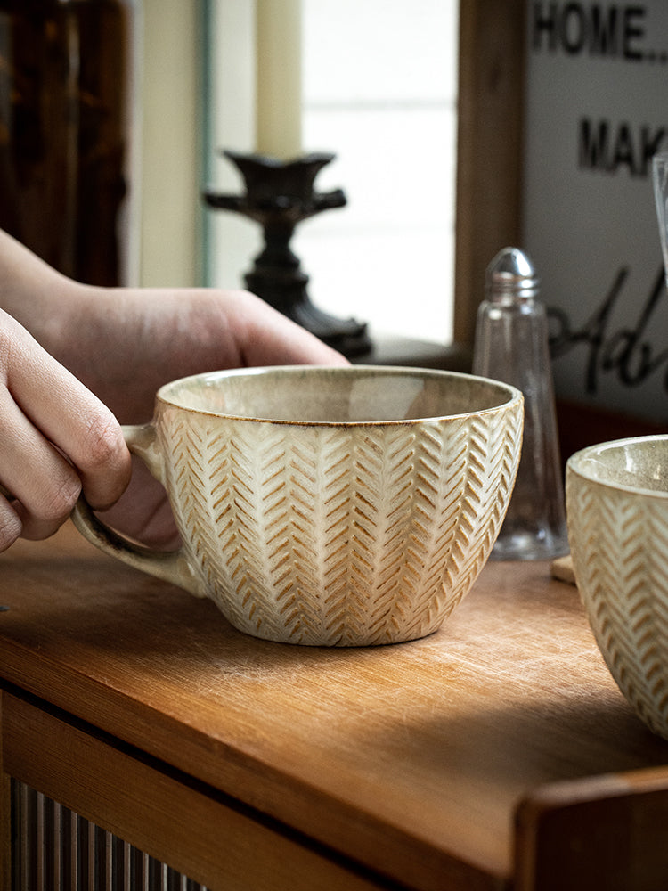 Retro Relief Breakfast Cup With Subtle Flaws