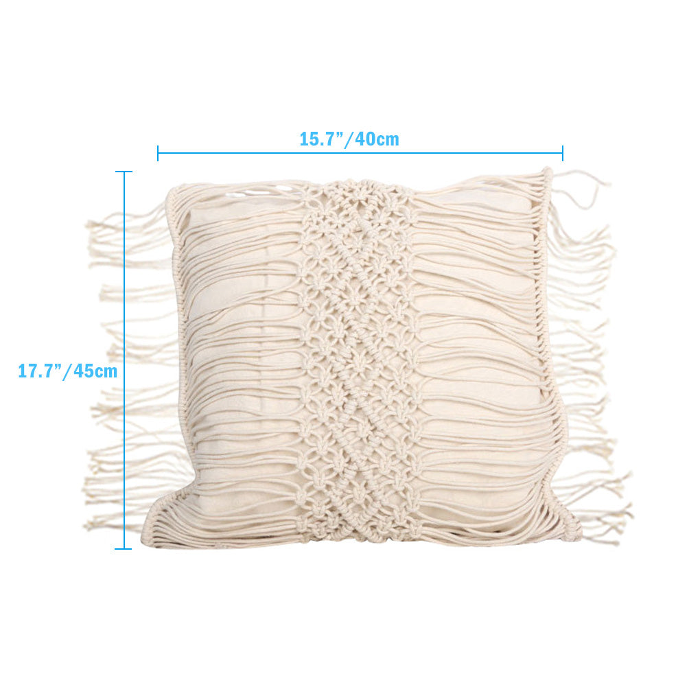 Hand-woven tassel pillow