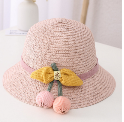 New Summer Children's Sun Protection Straw Hat Girls Pot Hat