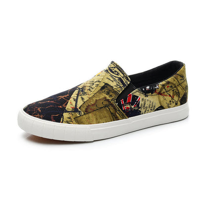 Graffiti Canvas Shoes Men's Low-cut Korean Youth Men's Shoes