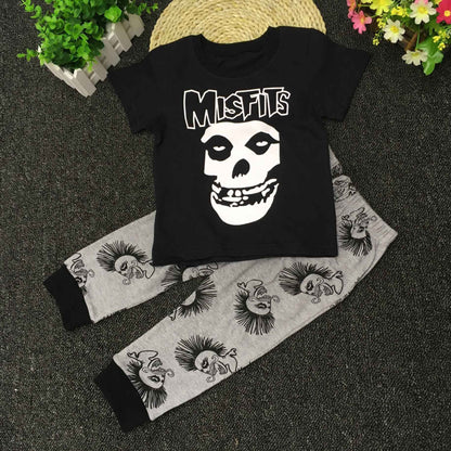 Infant Children's Suit Skull Cotton Children Short Sleeve Blouse And Pants