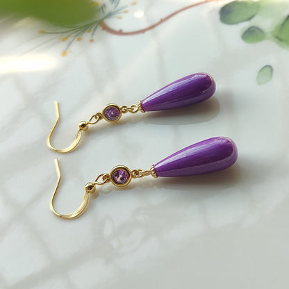 Design Natural Purple Mica Eardrops Simple Earrings