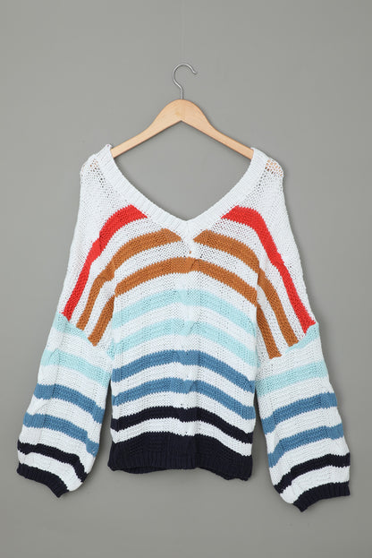 Dark Gray Bubblegum V-Neck Braided Knit Sweater