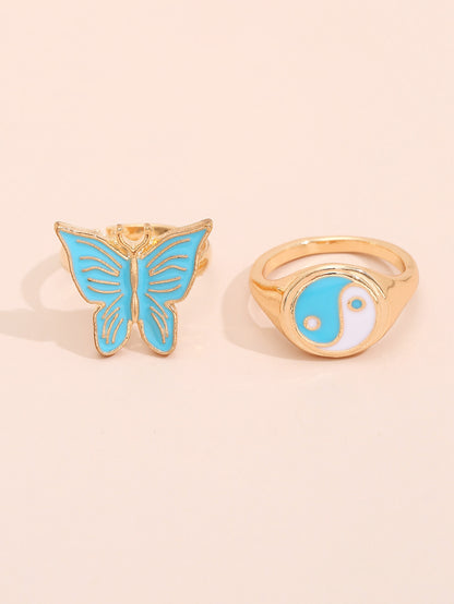 Personalized Colorful Butterfly Gossip New Combination Ladies Ring