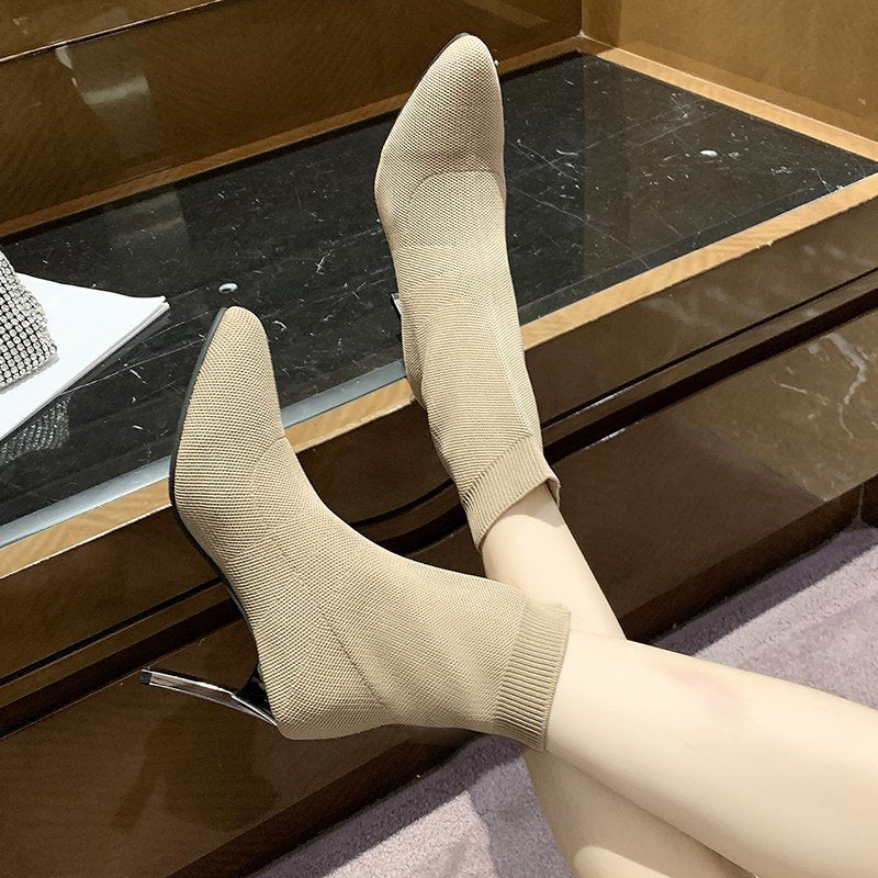 Pointed Toe Boots Women Sock Shoes - FLIPSTYLEZLLC