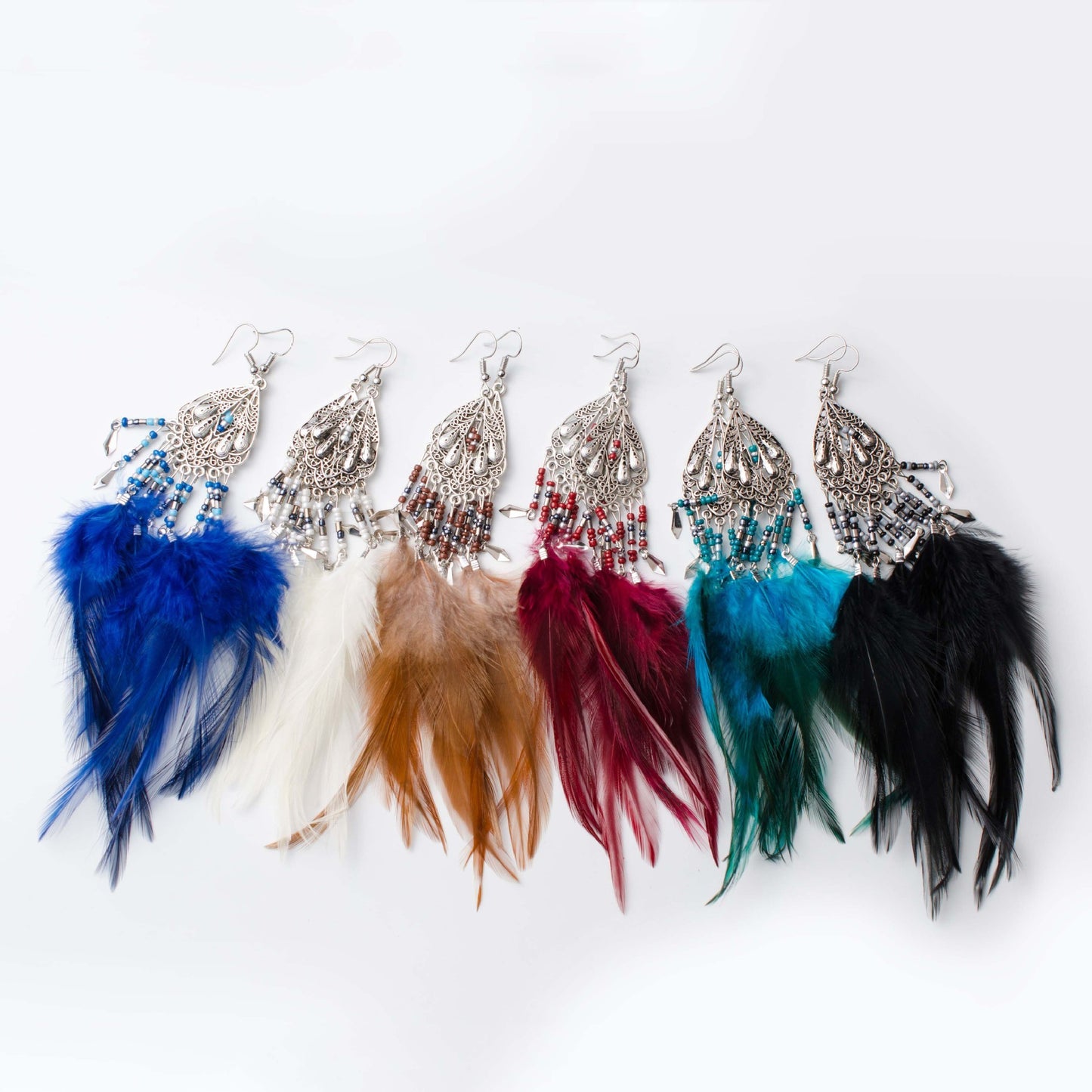 Bohemian Earrings Long Tassel Retro Feather Earrings Ethnic Style Jewelry