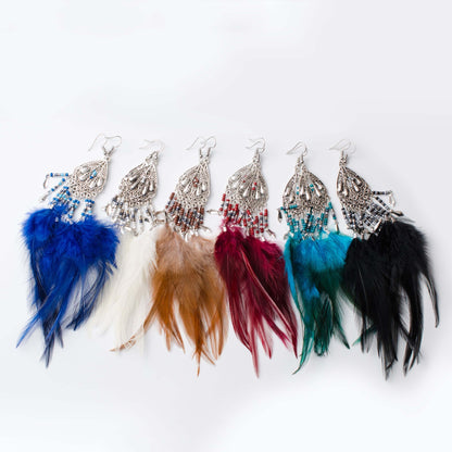 Bohemian Earrings Long Tassel Retro Feather Earrings Ethnic Style Jewelry