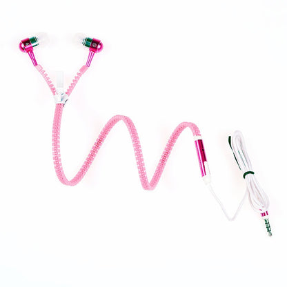 Luminous Metal Zipper Headphones With Microphone