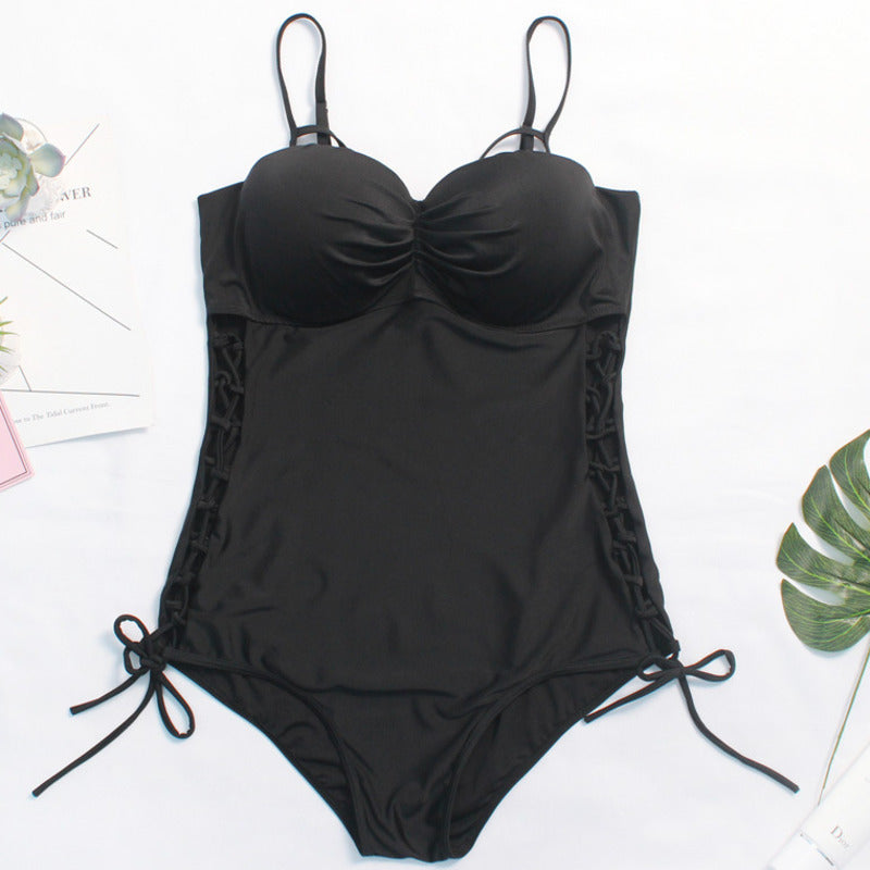 BLACK Plus size one-piece swimsuit FOR WOMEN