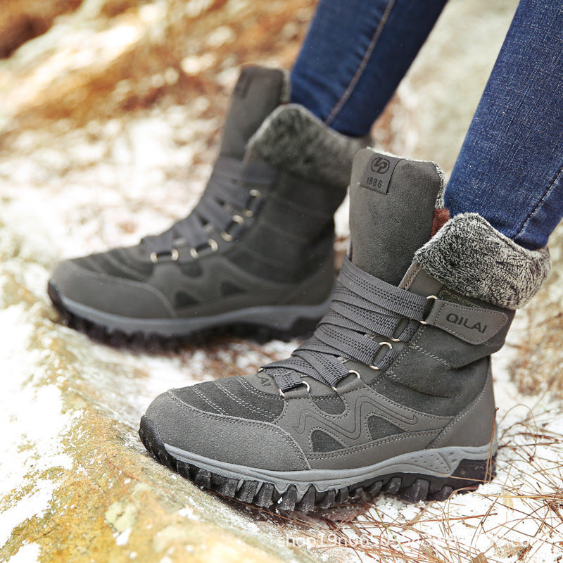 Women Ankle Boots Winter Shoes Woman Snow Boots Mother Warm Shoes Lace Up - FLIPSTYLEZLLC