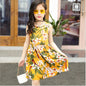 Summer Korean version of the big children's cotton silk dress girl floral dress skirt skirt children's beach skirt