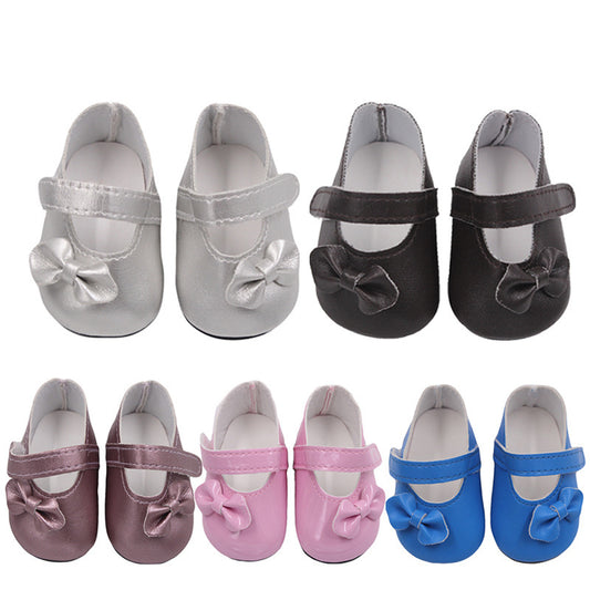 18 Inch American Girl Doll Shoes Solid Color Bow Shoes