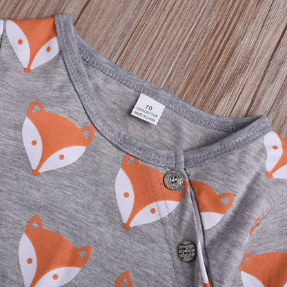 Cartoon fox Romper long sleeve creeper