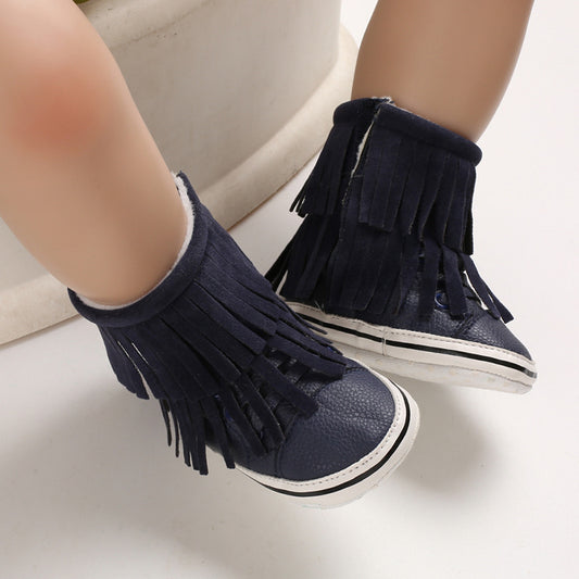 PU Tassel Snow Boots Warm Baby Shoes